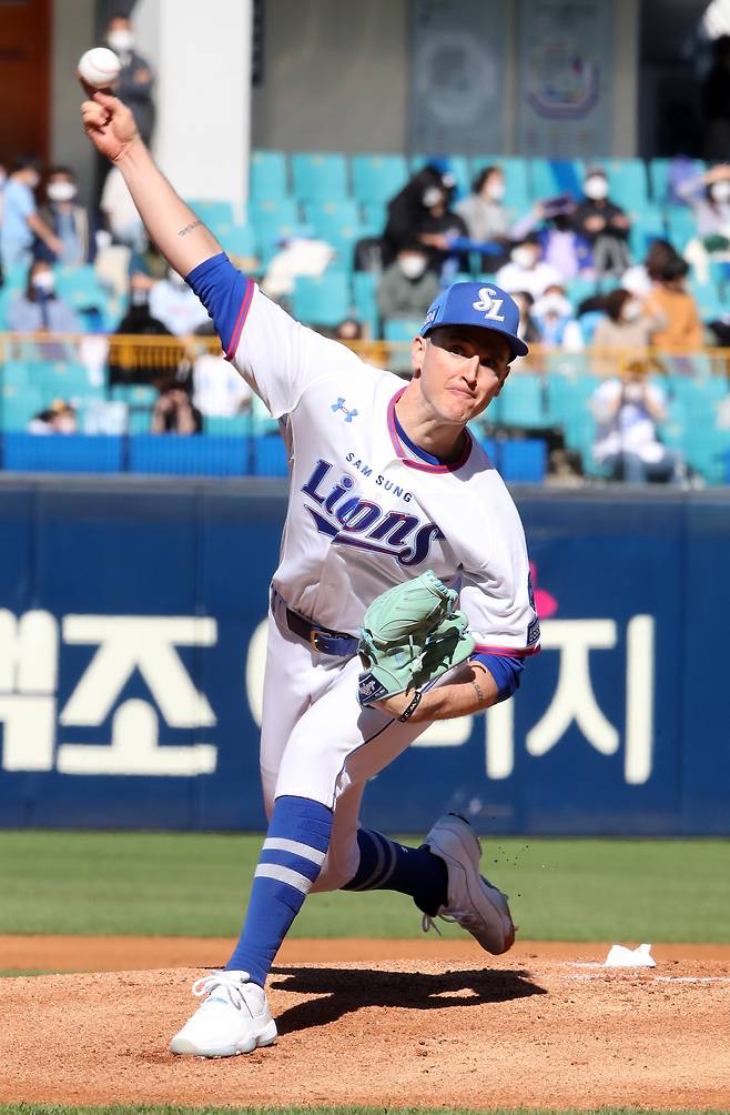 삼성 라이온즈 데이비드 뷰캐넌은 17일 시즌 16승을 거두고 시즌 다승 단독 선두가 됐다.(삼성 라이온즈 제공) © 뉴스1