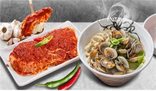 네이버 쇼핑라이브에서 판매될 대전지역 대표 먹을거리 칼국수와 실비김치 이미지 사진. 대전시 제공