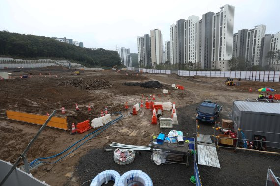 경기 성남시 분당구 대장동 판교SK뷰테라스 공사현장. 사진=뉴스1