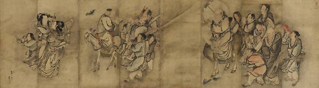 김홍도, ‘군선도’, 1776, 종이, 수묵담채 132.8×575.8㎝. 리움 제공