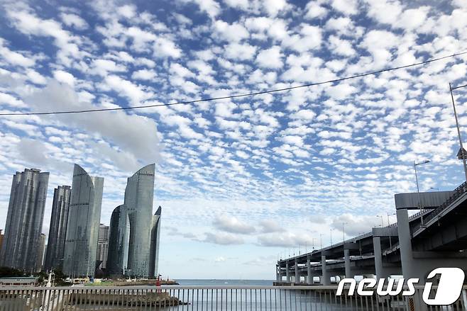 부산 해운대구에서 바라본 가을 하늘에 구름이 그림처럼 펼쳐져 있다. 2018.9.28/뉴스1 © News1 여주연 기자