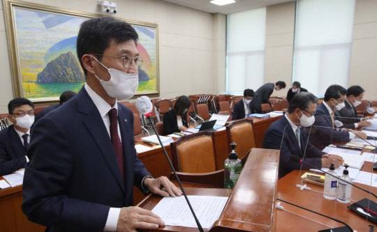 18일 국회 정무위원회 국정감사에 참석한 최준우 한국주택금융공사 사장 (연합뉴스)