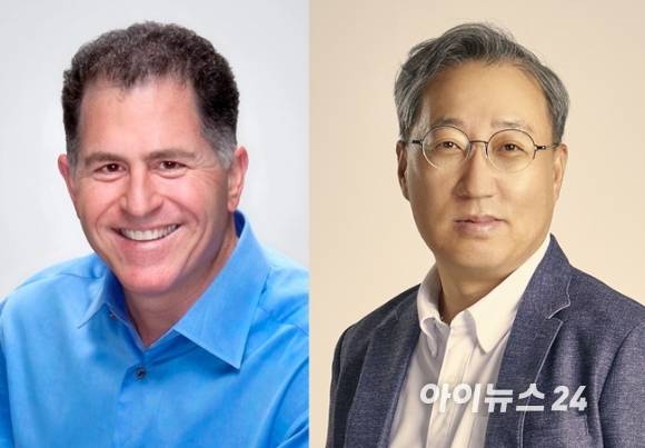 마이클 델 '델 테크놀로지스' 회장 겸 최고경영자와 윤호영 카카오뱅크 대표이사. [사진=카카오뱅크]