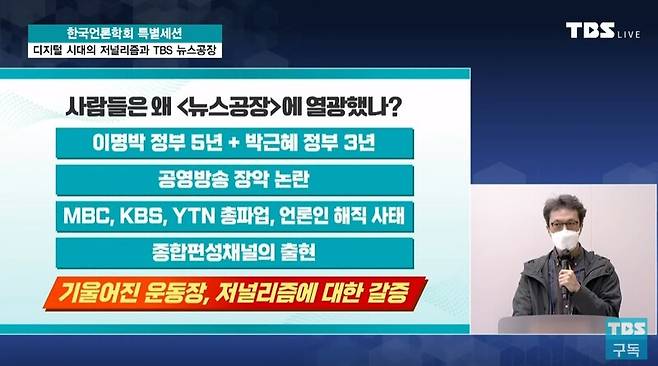 양승창 TBS '뉴스공장' PD. 사진=TBS 중계