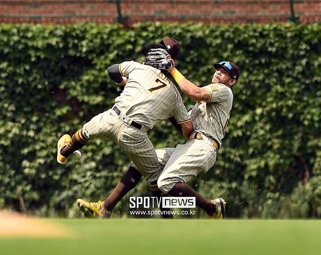 ▲ 김하성과 토미 팸의 충돌 당시 장면 ⓒ조미예 특파원