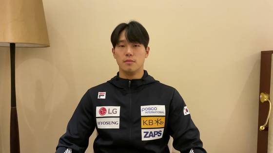 올림픽 트랙에서 훈련해 본 소감을 밝히는 윤성빈. 〈사진=대한봅슬레이스켈레톤경기연맹〉