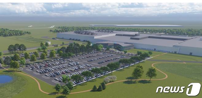 GM과 LG의 합작법인 얼티엄셀즈의 오하이오 로즈타운 공장 완공 예상도(사진제공=한국GM)© 뉴스1