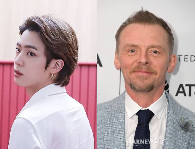 방탄소년단 진(BTS JIN)과 사이먼 페그(Simon Pegg, /AFPBBNews=뉴스1=스타뉴스)