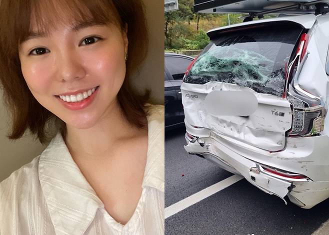 유튜버 하준맘과 사고 당시 탑승했던 볼보 XC90 차량. 사진| 하준맘 SNS