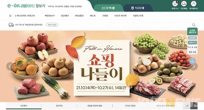농협이 ‘우수한 품질의 국내 농산물’과 ‘브랜드이미지’를 앞세워 운영하고 있는 ‘농협몰’이 부실한 품질관리로 소비자들로부터 외면받는 것은 물론, 농산물 유통몰로서의 역할도 충실하지 못하다는 지적이다. 농협몰 초기화면 캡처.