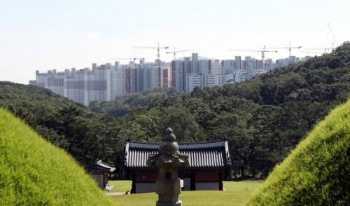 김포 장릉 조망 가린 신축 아파트 단지 [사진 출처 = 연합뉴스]