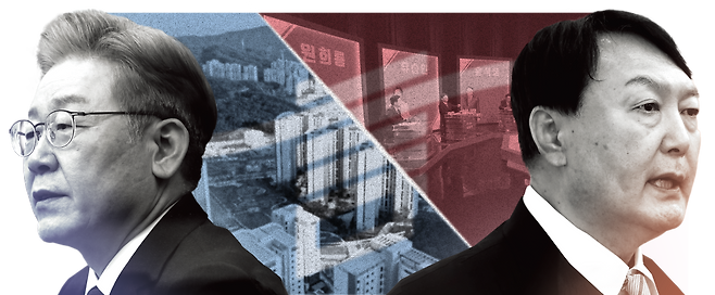 더불어민주당 이재명 대선 후보와 국민의힘 대선 경선 후보 윤석열 전 검찰총장. /그래픽=양진경