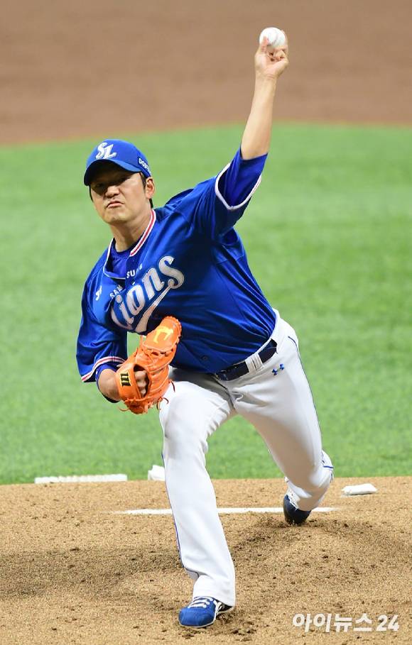 삼성 라이온즈 백정현은 23일 열린 KT 위즈와 홈 경기에 선발 등판해 승리투수가 됐고 개인 11연승과 함께 시즌 14승째(4패)를 올렸다. [사진=정소희 기자]