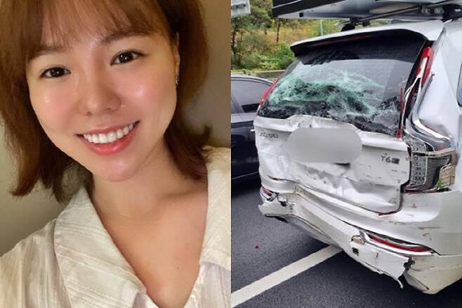 유튜버 하준맘과 사고 당시 탑승했던 볼보 XC90 [사진출처=하준맘 SNS]