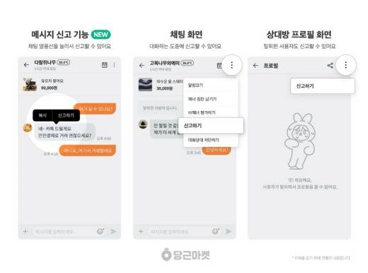 당근마켓은 메시지를 신고할 수 있다./사진제공=당근마켓