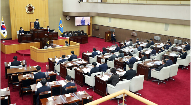 22일 충북도의회 제394회 임시회 2차 본회의가 열리고 있다. 충북도의회 제공