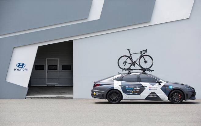현대자동차가 고성능 브랜드 N과 국산 프리미엄 자전거 브랜드 ‘위아위스’와의 협업으로 탄생한 두번째 고성능 로드바이크 ‘와스 G 디스크 N 라인’을 선보였다. /사진=현대차
