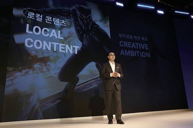 월트디즈니컴퍼니는 10월14일 APAC 콘텐츠 쇼케이 스에서 《무빙》 《너와 나의 경찰수업》 등 디즈니플러스 가 공개할 한국 오리지널 콘텐츠들을 소개했다.ⓒ연합뉴스