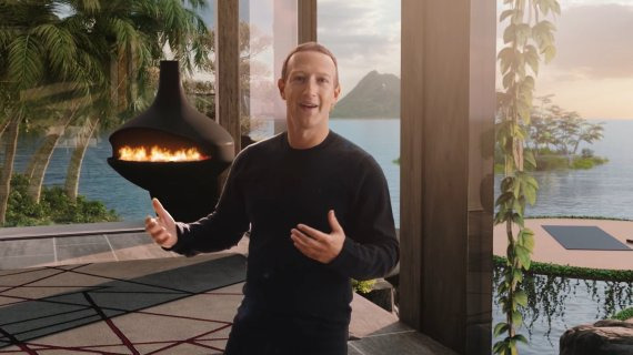 메타(전 페이스북) 창업자인 마크 저커버그(Mark Zuckerberg) 최고경영자(CEO)가 새로운 사명 및 경영비전을 밝히고 있다. 메타 제공