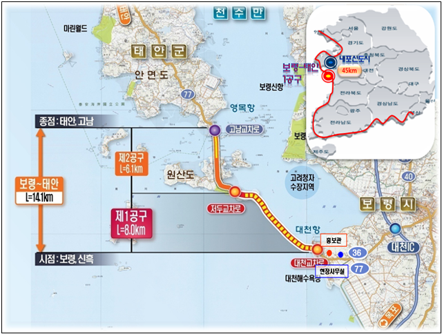 보령해저터널 위치도. 충남도 제공