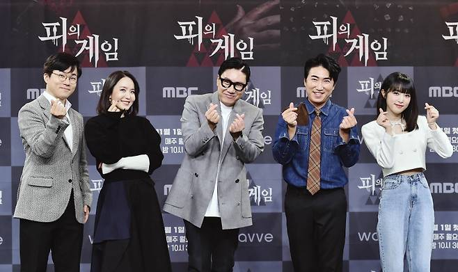 ▲ MBC '피의 게임' 온라인 제발회. 왼쪽부터 슈카 박지윤 이상민 장동민 최예나. 제공|MBC