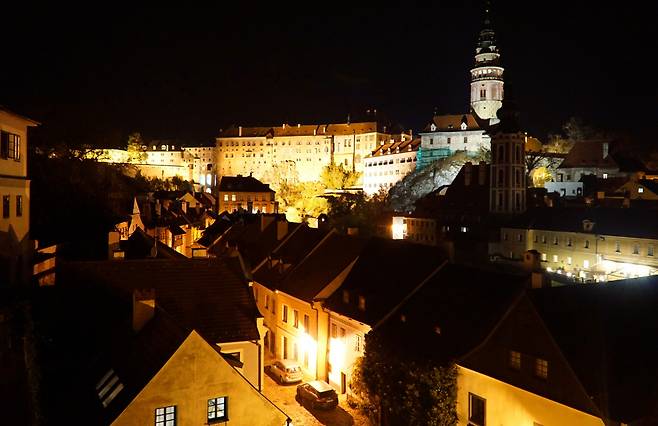 체스키크룸로프 루제호텔근처에서 본 도시 야경