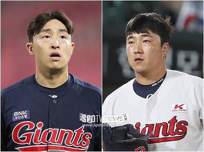 ▲ 올 시즌이 끝나면 FA 자격을 얻는 손아섭(왼쪽)과 정훈. ⓒ곽혜미 기자, 롯데 자이언츠