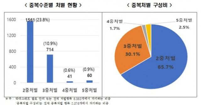 중복수준별 처벌 현황 및 중복처벌 구성비./사진제공=전경련