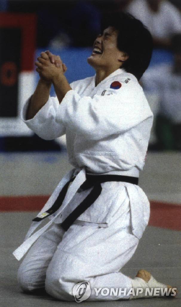 바르셀로나 올림픽 유도 금메달 김미정 제25회 바르셀로나 올림픽 유도 여자 72kg급에서 금메달을 획득한 김미정 선수[연합뉴스 자료사진]
