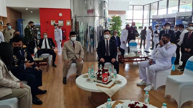 지난 3월 자카르타에서 강은호 방사청장과 프라보워 인니 국방장관이 회동하고 있다.