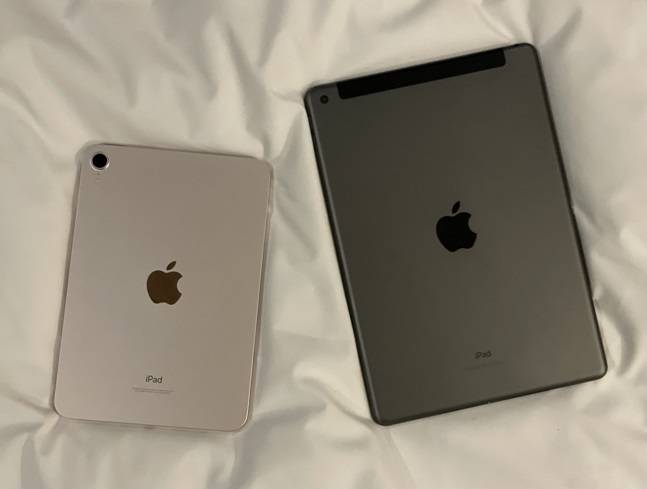 아이패드 미니6(왼쪽)와 아이패드9(오른쪽). /사진=백유진 기자 byj@