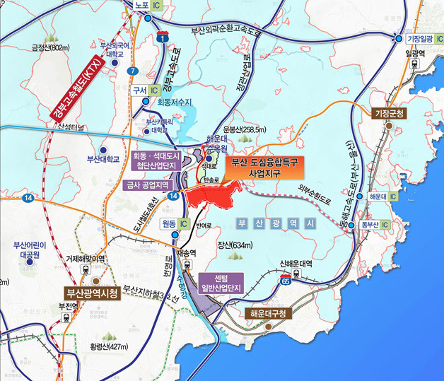 도심융합특구 사업지구로 선정된 부산 해운대구 ‘센텀2 도시첨단산업단지(센텀2지구)’ 위치도. (자료=국토교통부)