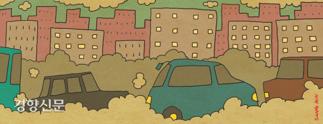 차량 매연을 표현한 삽화. 김상민 기자
