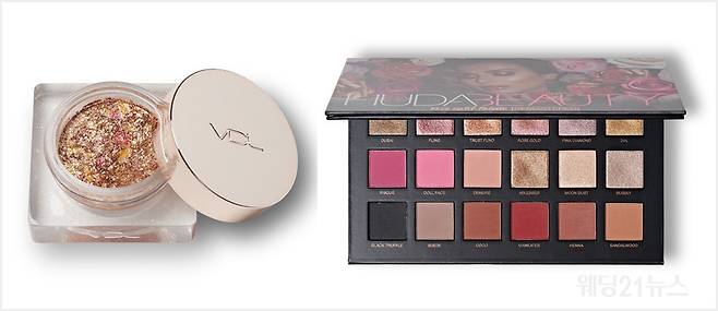 사진 : (좌)브이디엘 아이 샤인 컬러 팟 아이즈 04 브론즈뱅글 (우)후다 뷰티 로즈 골드 리마스터드 팔레트