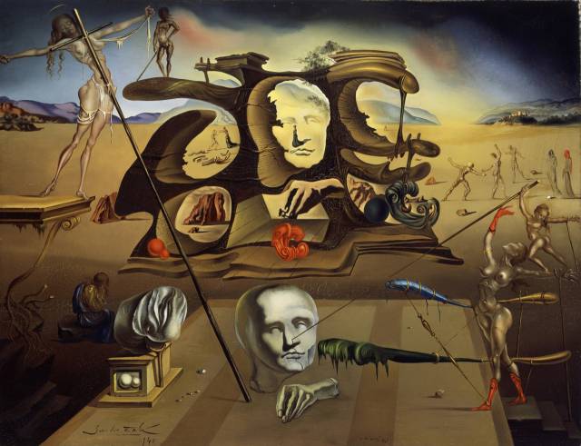 살바도르 달리의 1945년작 '임신한 여성이 된 나폴레옹의 코, 독특한 폐허에서 멜랑콜리한 분위기 속 그의 그림자를 따라 걷다' /사진제공=GNC미디어 ⓒSalvador Dali, Fundacio Gala-Salvador Dali, SACK, 2021