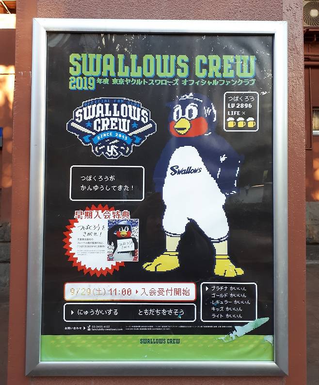 2019년의 '야쿠르트 스왈로스' 공식 응원단인 스왈로스 크루 회원 모집 포스터. 조성관 작가 제공