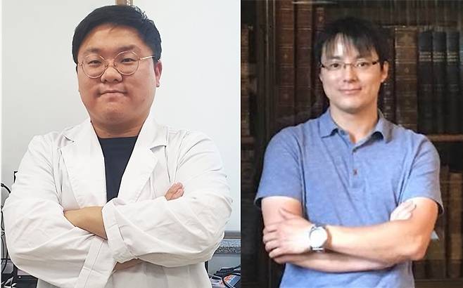 [진주=뉴시스] 경상국립대학교 김선식 석사과정생과 정현영 교수(오른쪽) *재판매 및 DB 금지