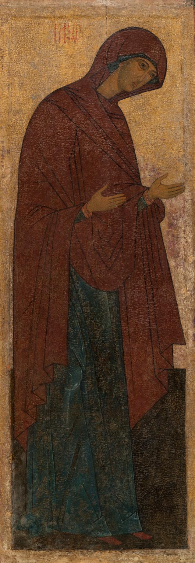 15세기 후기에 로스토프 지역에서 제작된 '성모 마리아'. 신체가 길게 표현돼 있다. 서소문성지 역사박물관 제공