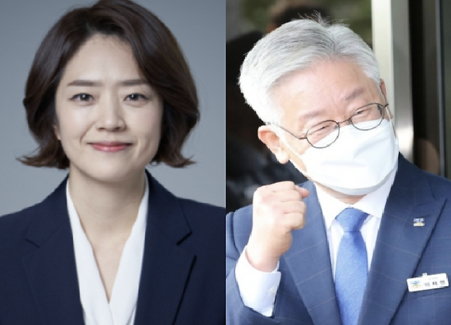 (왼쪽부터) 고민정 더불어민주당 의원, 이재명 더불어민주당 대선 후보 / 사진=고민정 의원 블로그, 연합뉴스