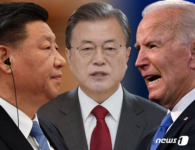 (왼쪽부터) 시진핑 중국 국가주석, 문재인 대통령, 조 바이든 미국 대통령.© News1 DB