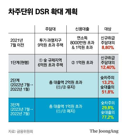 차주단위 DSR 확대 계획 그래픽 이미지. [자료제공=금융위원회]