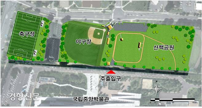 정부가 반환 용산기지 부지에 조성할 ‘스포츠필드’  위치도. 국토교통부 제공