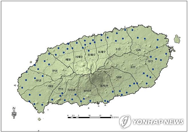 제주도 지하수 기준수위 측정망 분포도 [연합뉴스 자료사진]