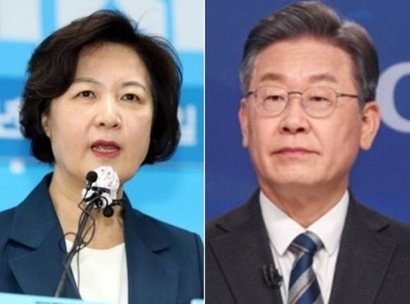 이재명 더불어민주당 대선후보가 2일 서울 양천구 한국방송회관에서 열린 ‘방송기자클럽 토론회’에 참석해 토론회 시작을 기다리고 있다. 왼쪽은 추미애 전 법무부 장관. 2021. 12. 2 연합뉴스·서울신문