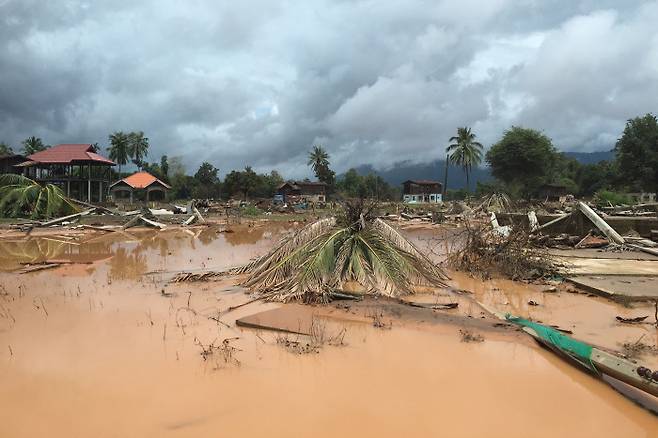 라오스 댐 붕괴 당시 수몰된 지역.  사진 이영란. 피다 제공