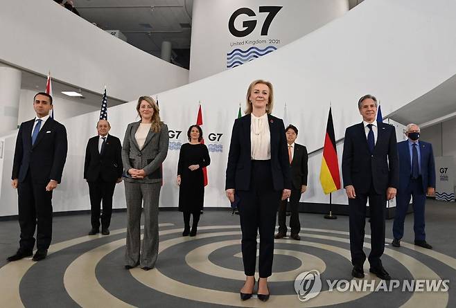 영국 리버풀에 모인 G7 외교장관들 [리버풀<영국> 풀/AFP=연합뉴스]
