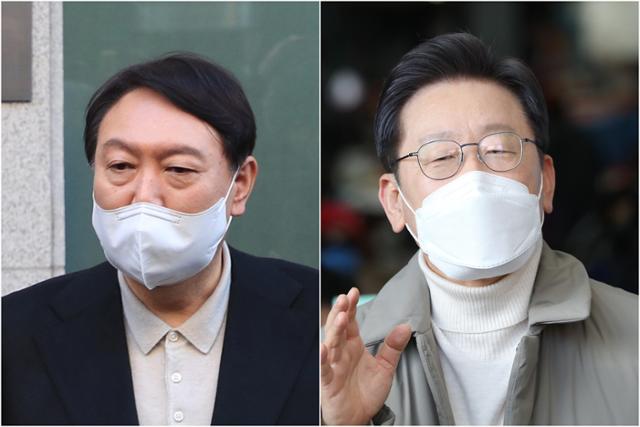 윤석열(왼쪽 사진) 국민의힘 대선후보와 이재명 더불어민주당 대선후보. 공동취재사진·뉴스1