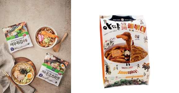 (왼쪽부터) 면사랑 HMR제품과 아딸 순창 발효토마토 고추장 쫄볶이/사진제공=각 해당 브랜드 사
