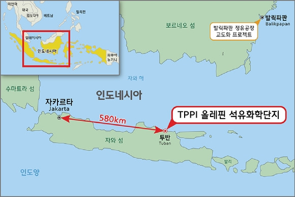 현대엔지니어링이 이번에 수주한 TPPI 석유화학단지 위치도 [사진=현대ENG]