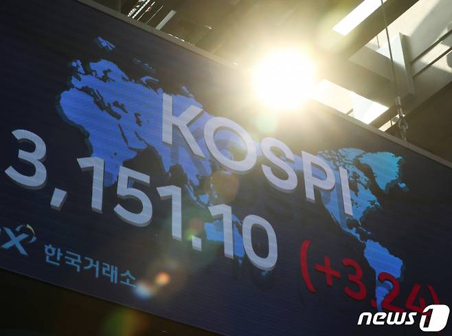 5월 서울 여의도 한국거래소 전광판에 코스피 지수가 나타나고 있다.  /사진=뉴스1